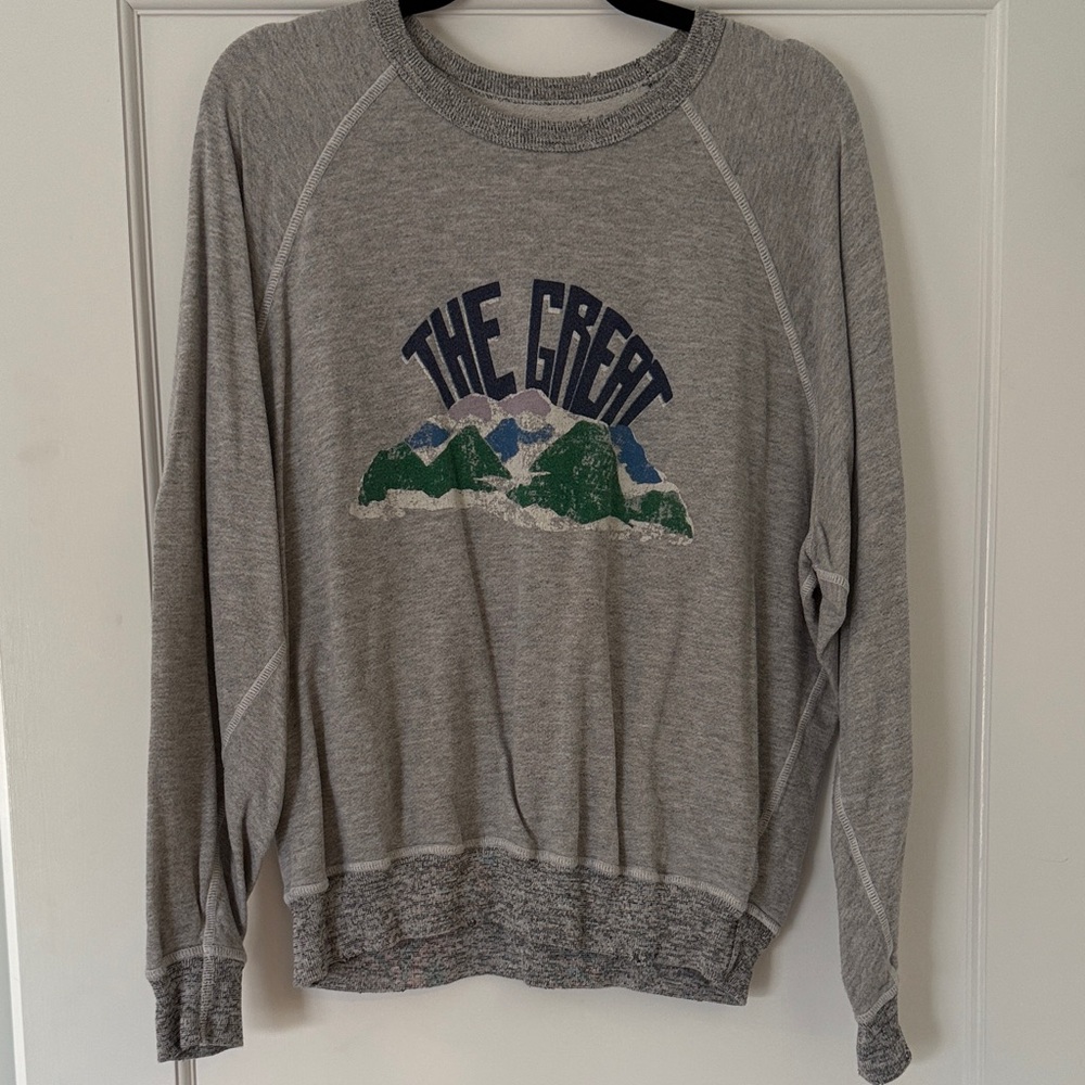 THE GREAT. Heather Gray Crewneck Sweater
